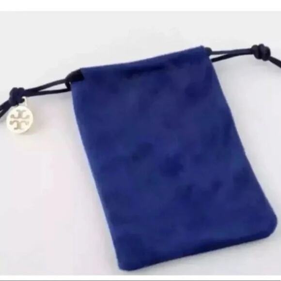 NWT  Tory Burch Gold Logo Round Blue Lapis Necklace - Picture 6 of 6